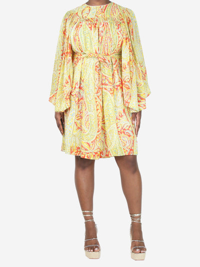 Yellow and red floral printed midi dress - size UK 12 Dresses Etro 