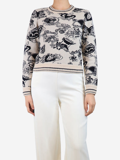 Neutral zodiac jacquard jumper - size UK 8 Knitwear Zimmermann 
