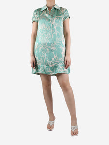 Diane Von Furstenberg Green floral printed v-neckline dress - size UK 6