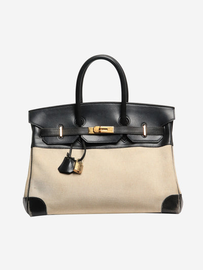 Black canvas and leather Birkin 35 Top Handle Bags Hermes 