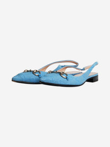 Gucci Blue Horsebit slingback flats - size EU 37