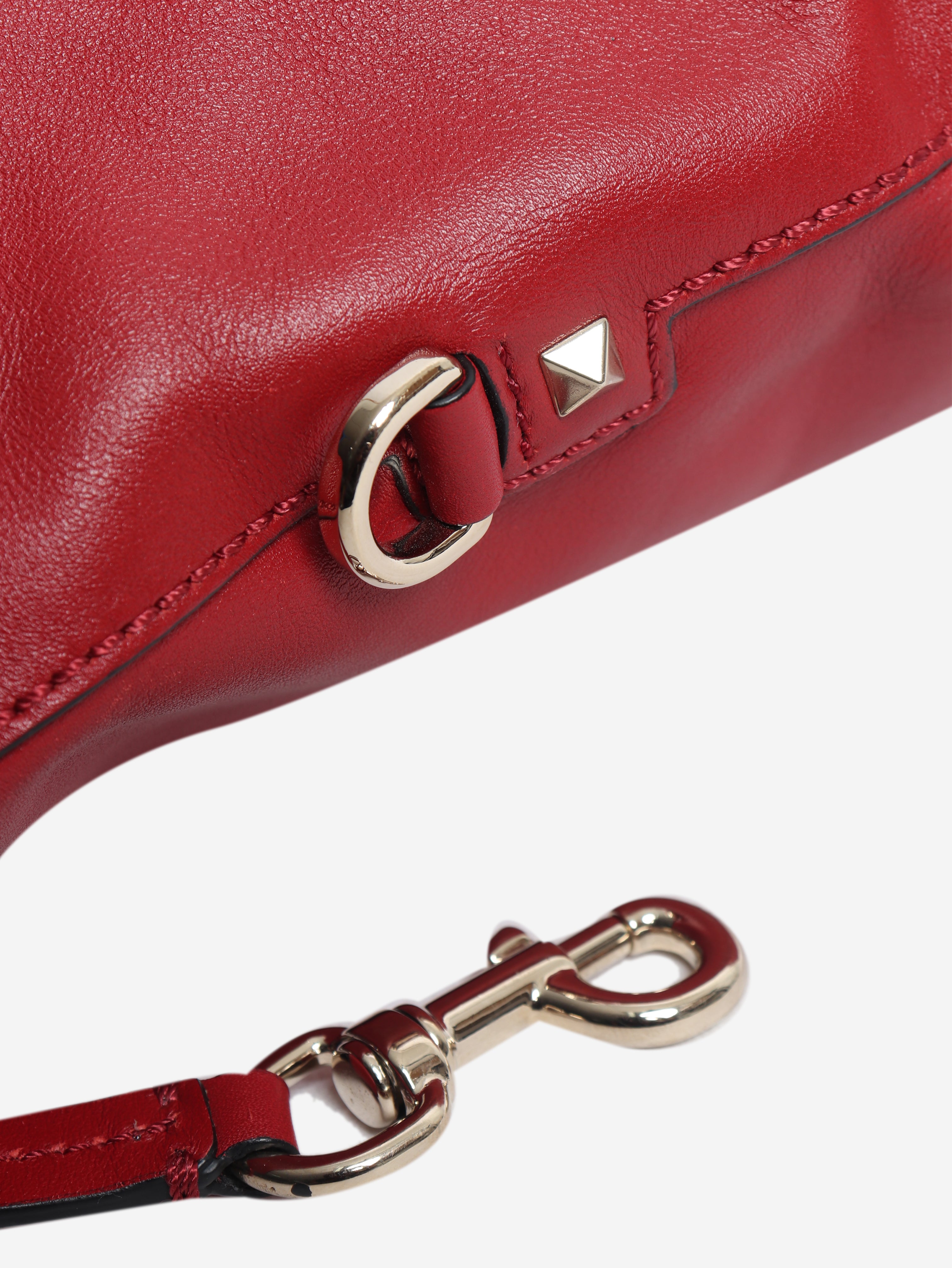 Red Rockstud leather tote bag