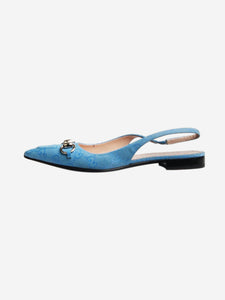 Gucci Blue Horsebit slingback flats - size EU 37