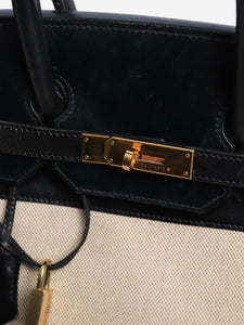 Hermes Black canvas and leather Birkin 35