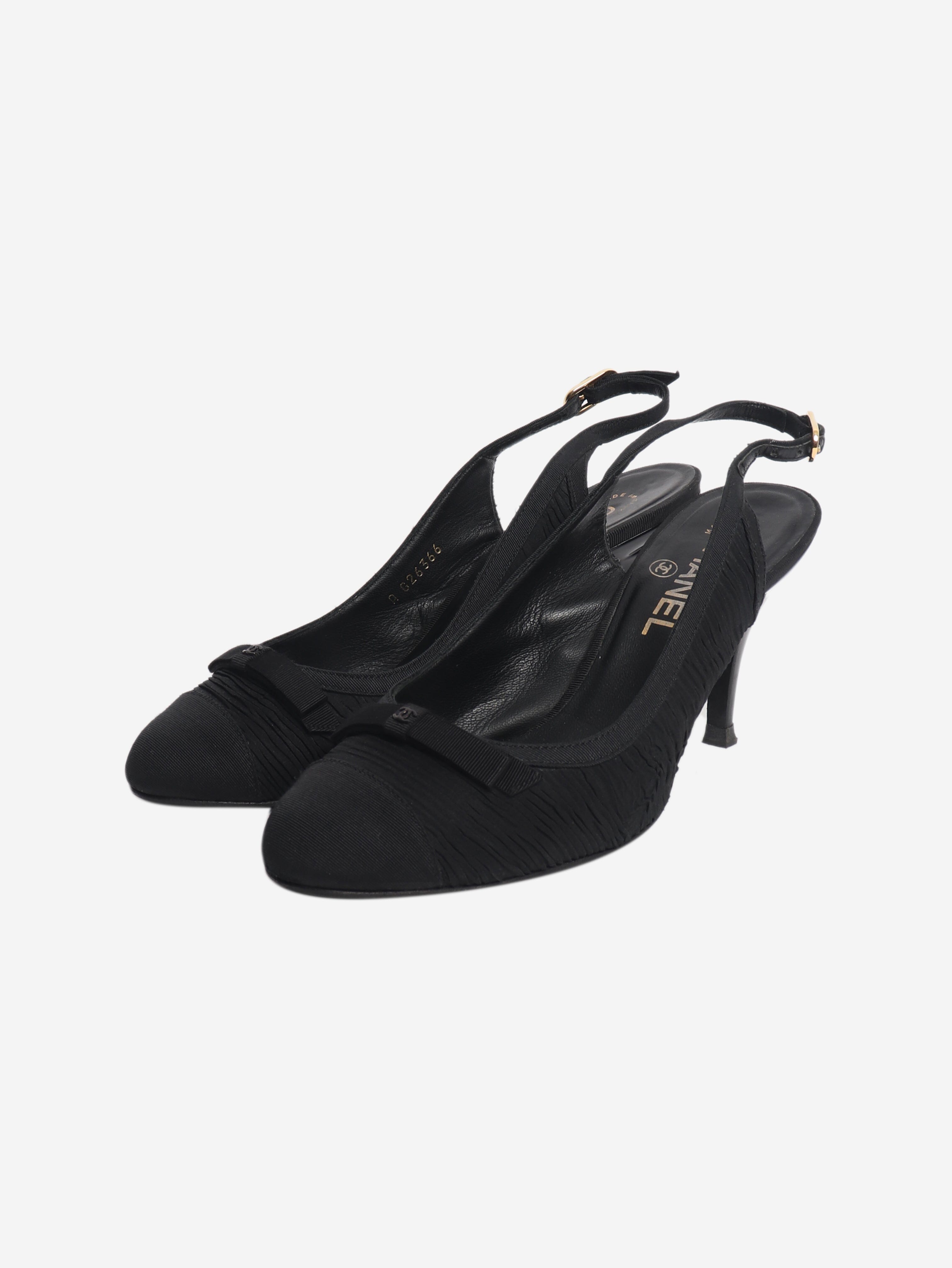 Black gathered slingback heels - size EU 38 Heels Chanel 