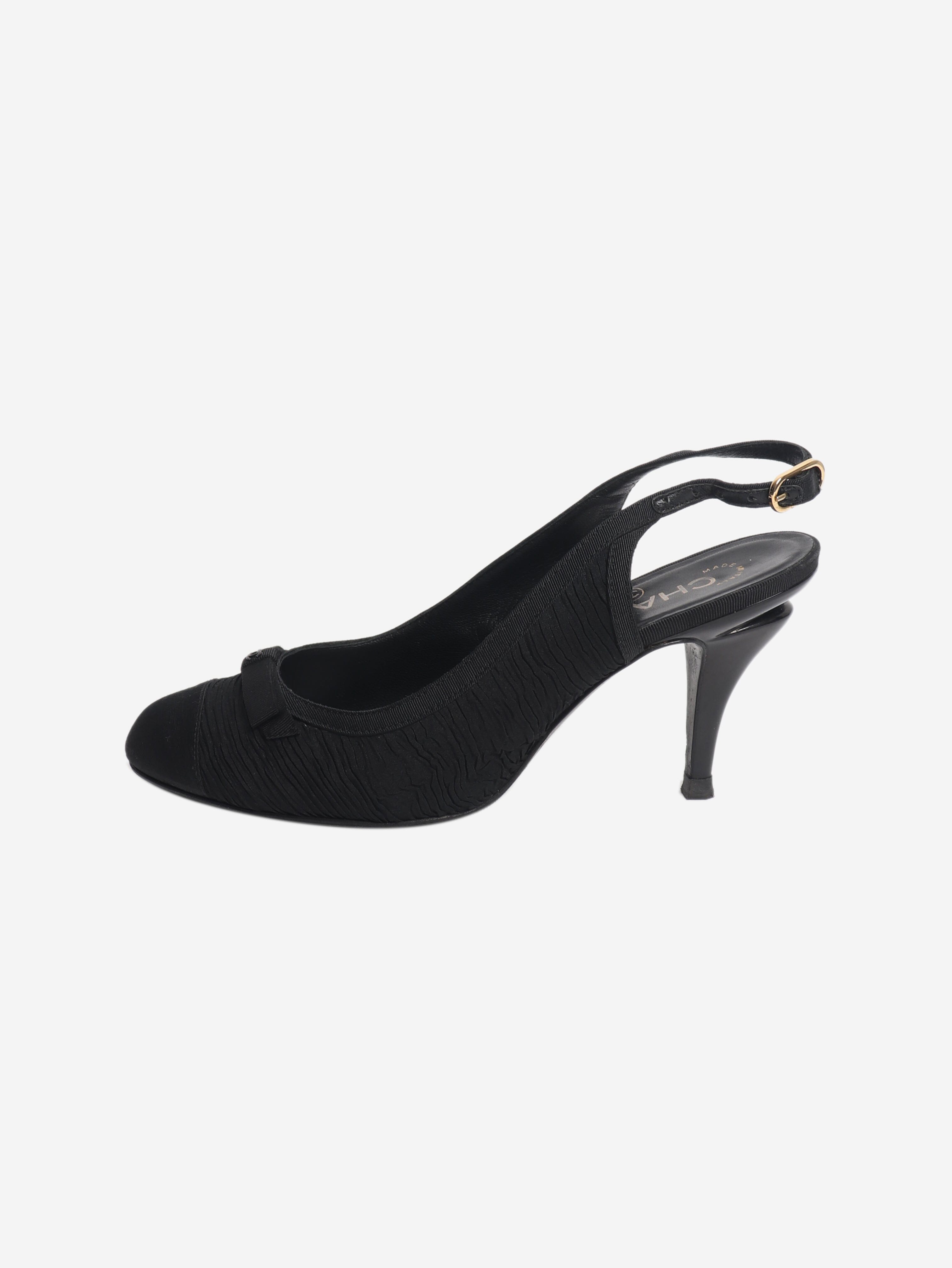 Black gathered slingback heels - size EU 38 Heels Chanel 