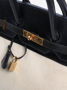 Hermes Black canvas and leather Birkin 35