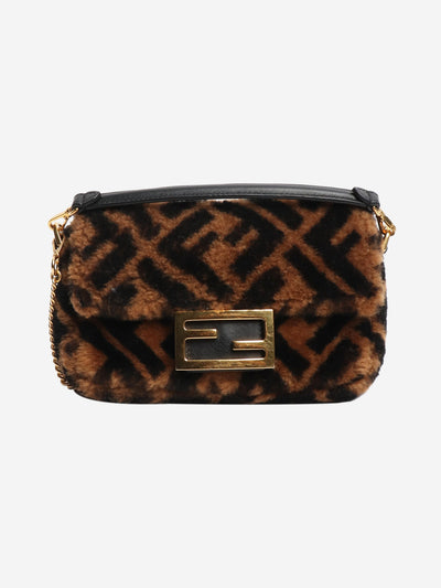 Brown teddy fleece Zucca Baguette bag Cross-body bags Fendi 