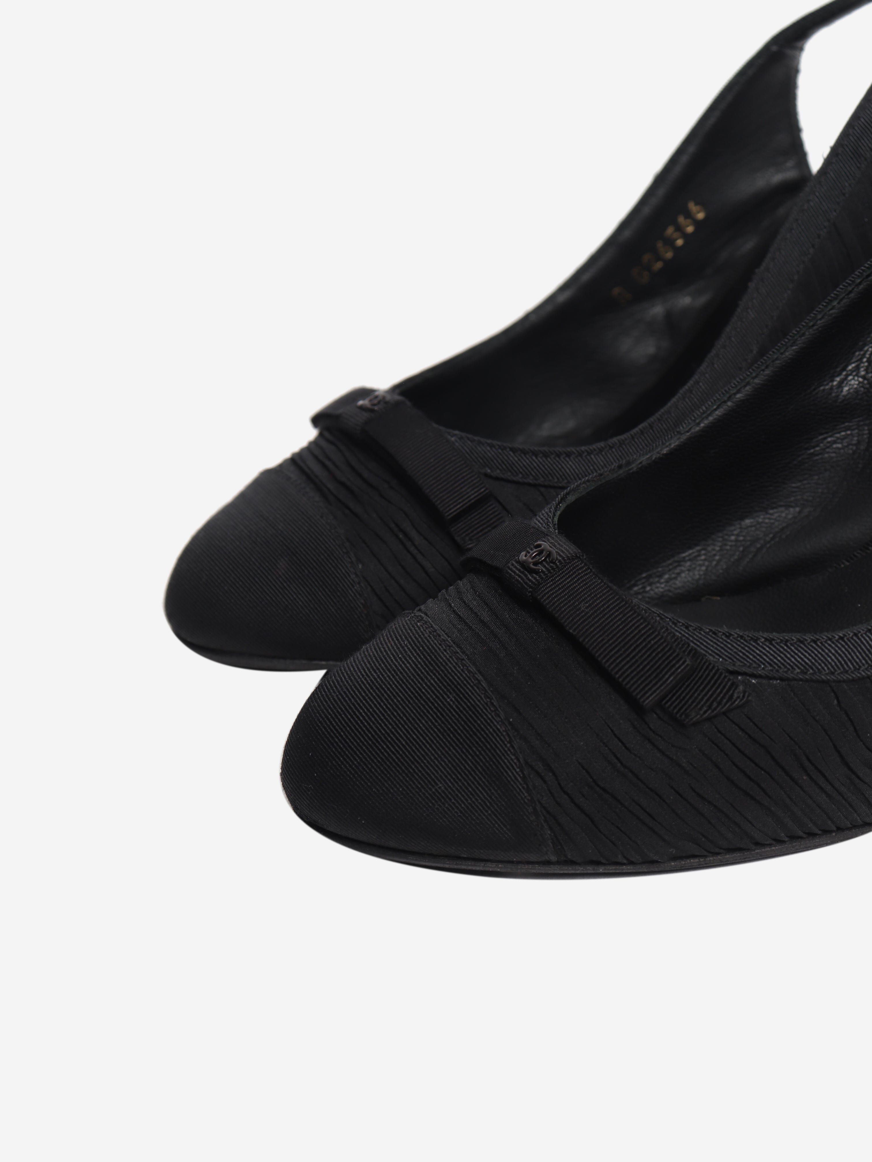 Black gathered slingback heels - size EU 38 Heels Chanel 