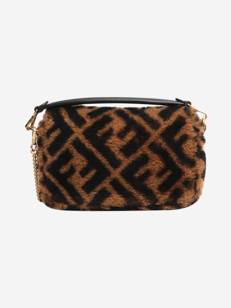Brown teddy fleece Zucca Baguette bag Cross-body bags Fendi 
