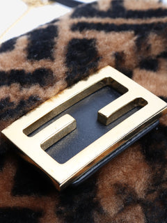 Brown teddy fleece Zucca Baguette bag Cross-body bags Fendi 