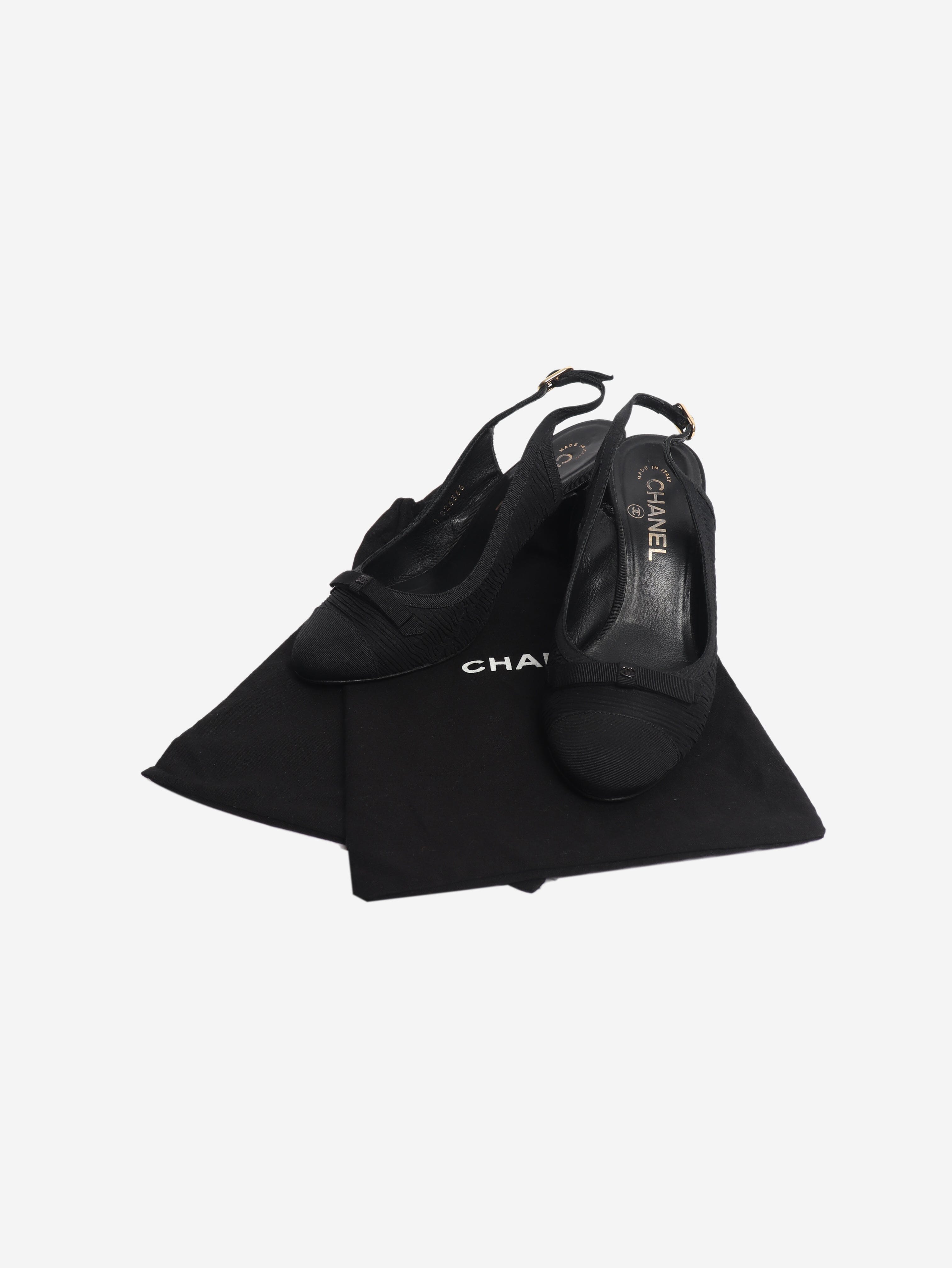 Black gathered slingback heels - size EU 38 Heels Chanel 