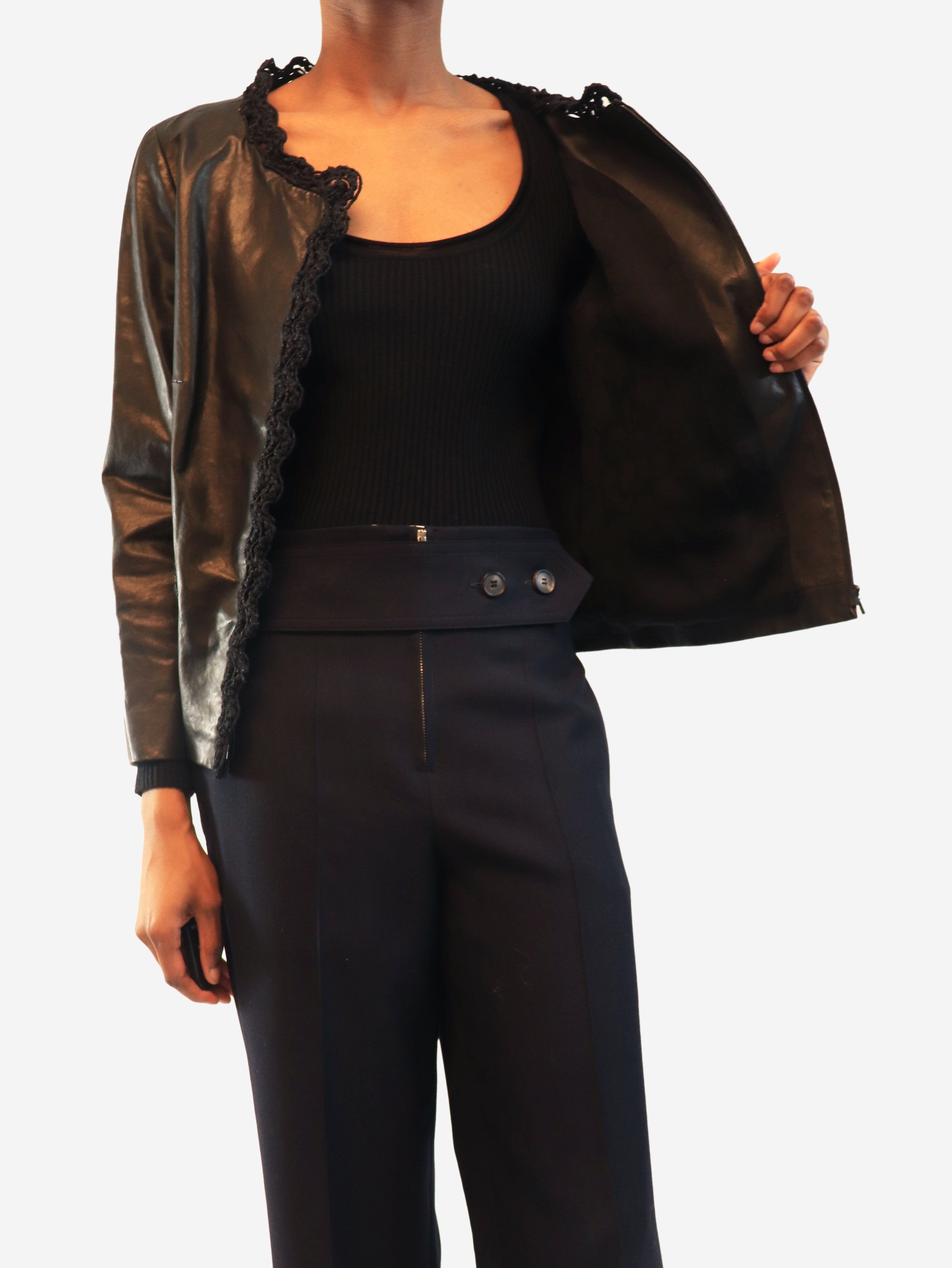 2009 Black lambskin leather jacket - size UK 12 Coats & Jackets Chanel 