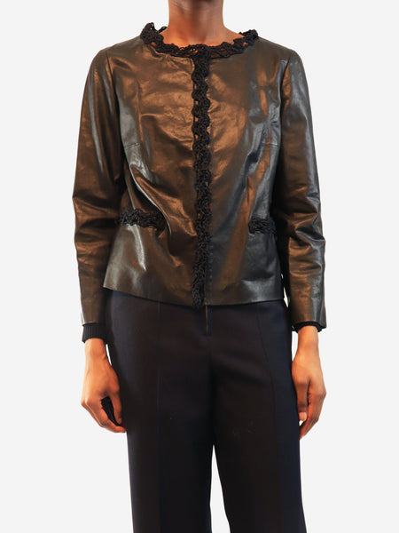 2009 Black lambskin leather jacket - size UK 12 product image