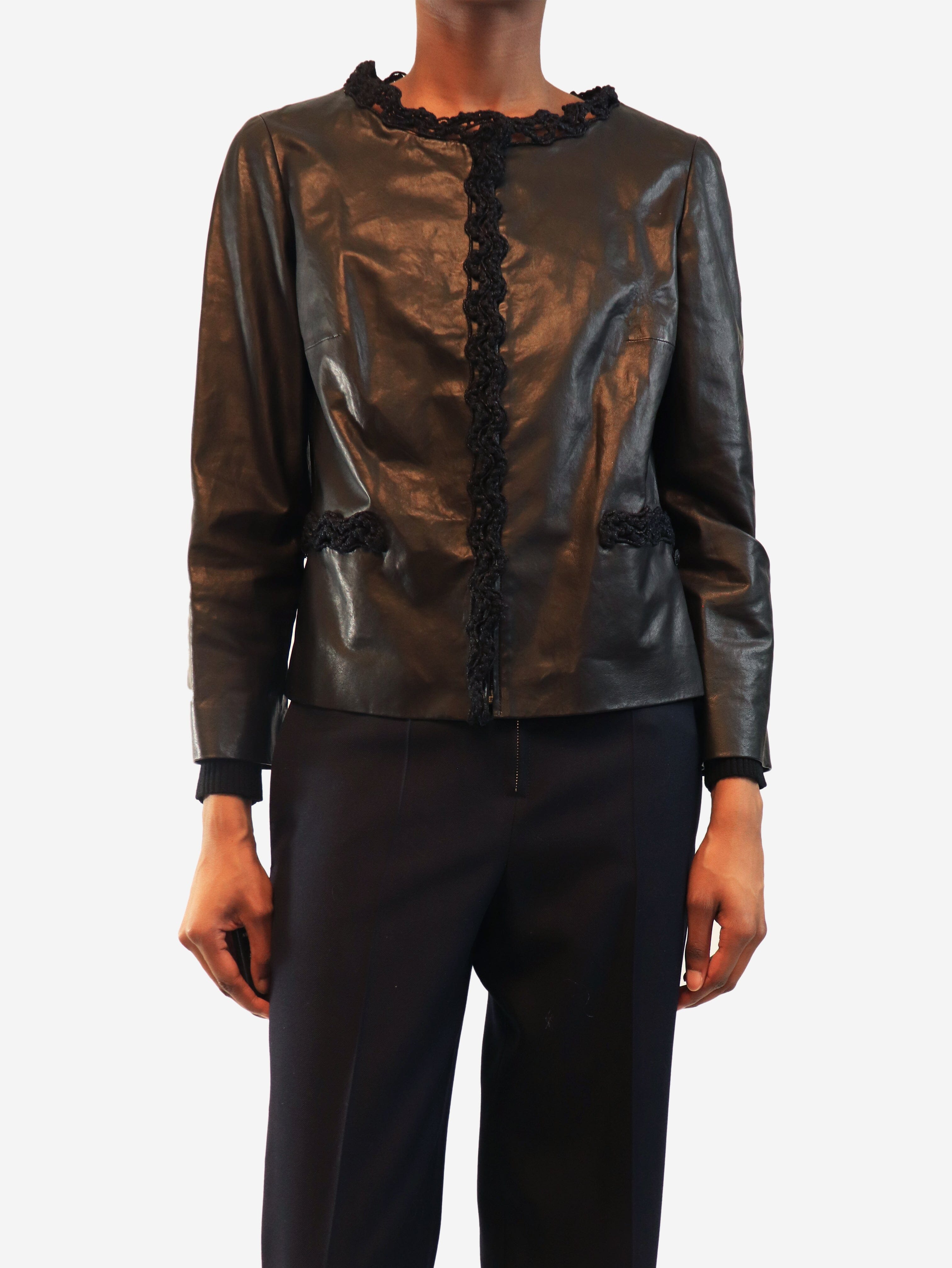 2009 Black lambskin leather jacket - size UK 12 Coats & Jackets Chanel 