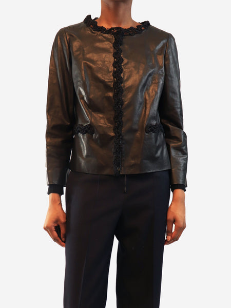 2009 Black lambskin leather jacket - size UK 12 alternate image