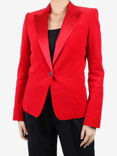Red padded-shoulder velvet blazer - size UK 12 Coats & Jackets Joseph 