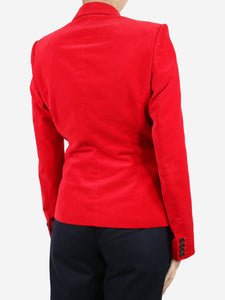 Joseph Red padded-shoulder velvet blazer - size UK 12