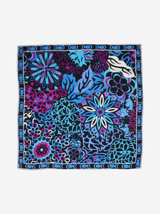 Emilio Pucci Blue and purple silk floral scarf