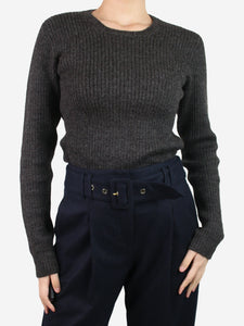 Prada Brown ribbed wool-blend jumper - size UK 12