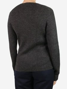 Prada Brown ribbed wool-blend jumper - size UK 12