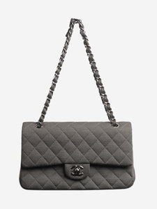 Chanel Grey 2009-2010 medium textile classic double flap shoulder bag