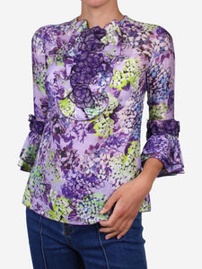 Andrew GN Purple floral print ruffled blouse - size FR 36
