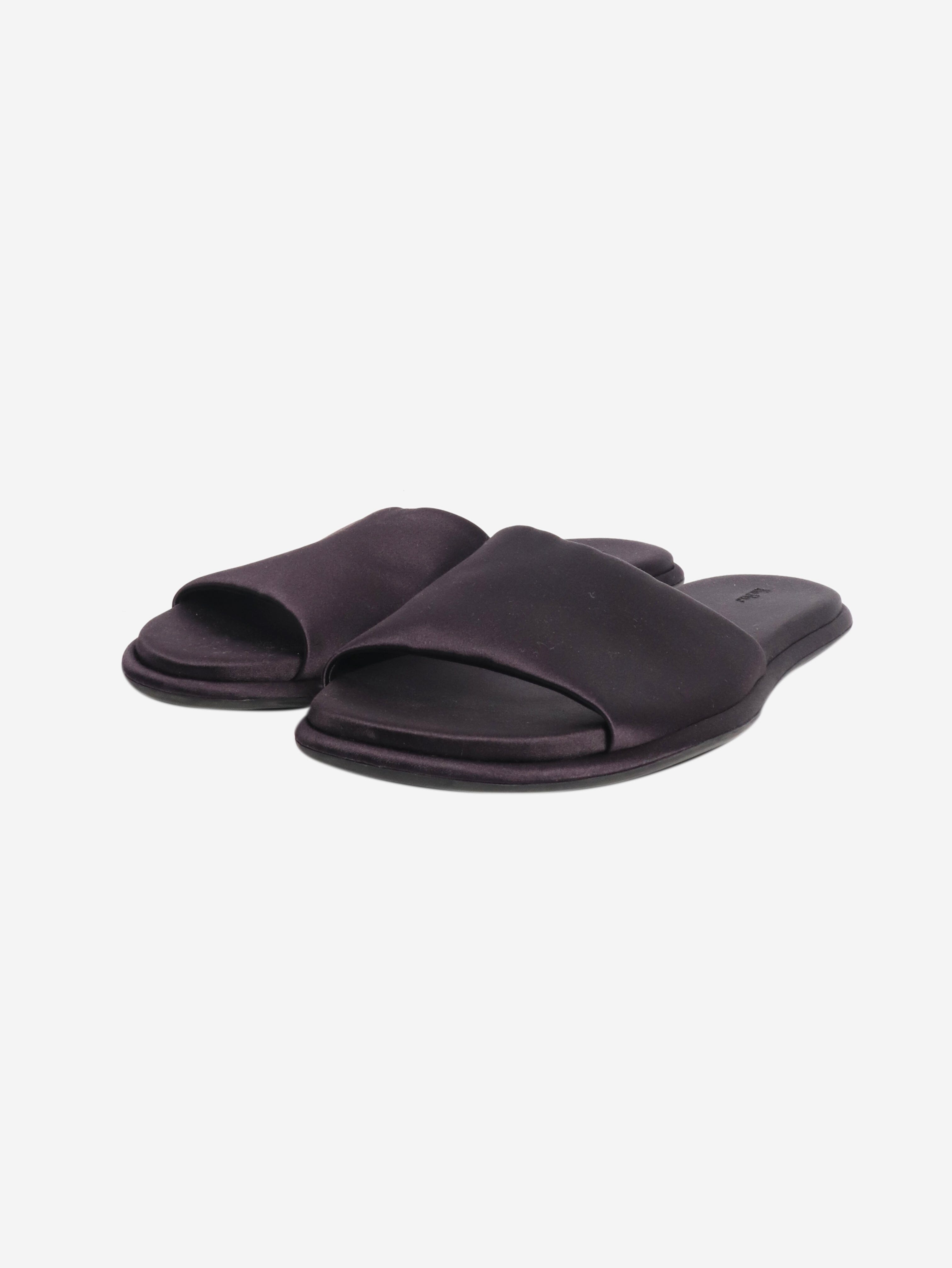 Navy Canal satin slides - size EU 40 Flat Sandals The Row 