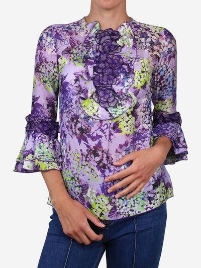 Purple floral print ruffled blouse - size FR 36 Tops Andrew GN