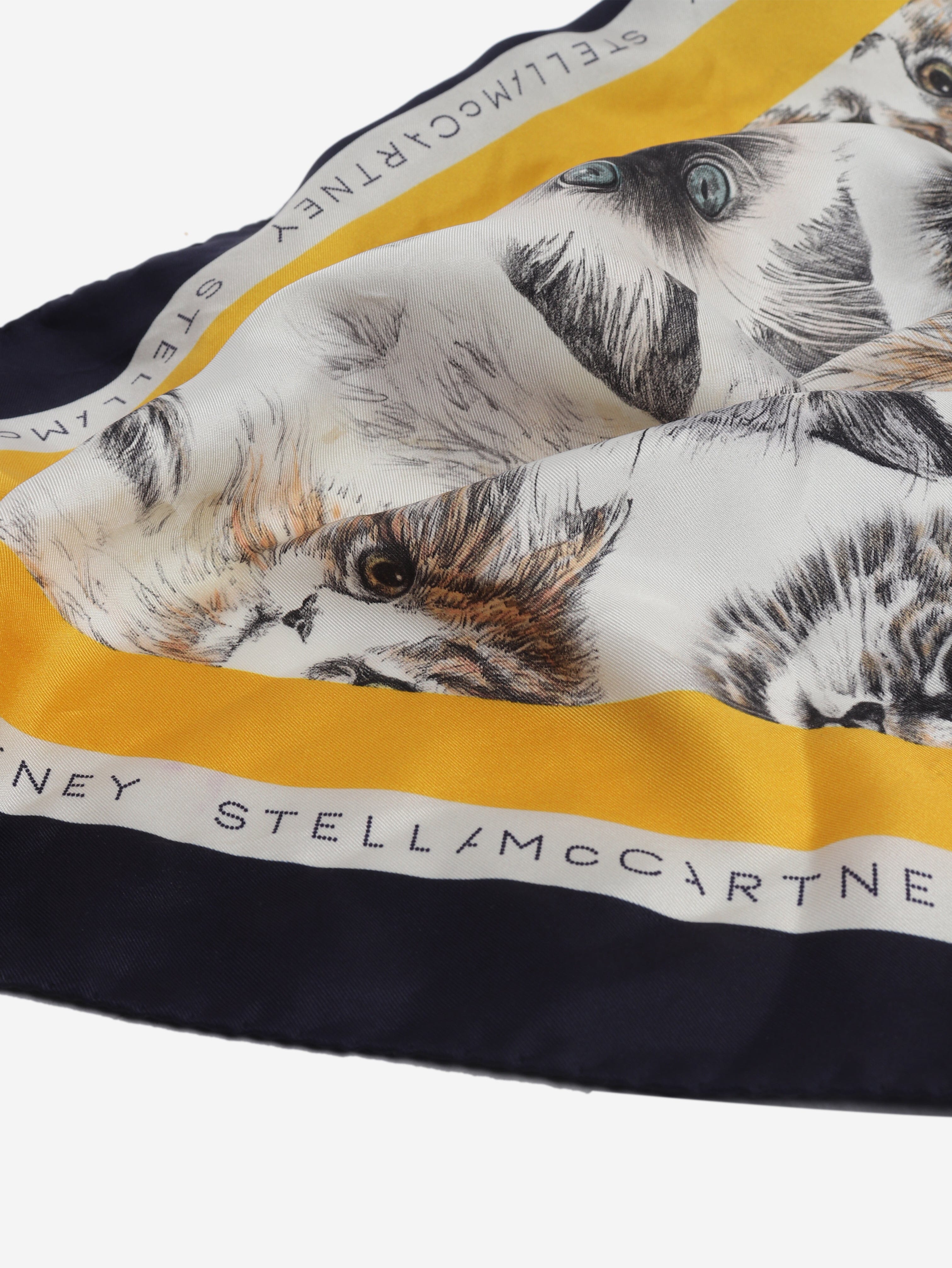 Multicolour silk cat printed scarf Scarves Stella McCartney 
