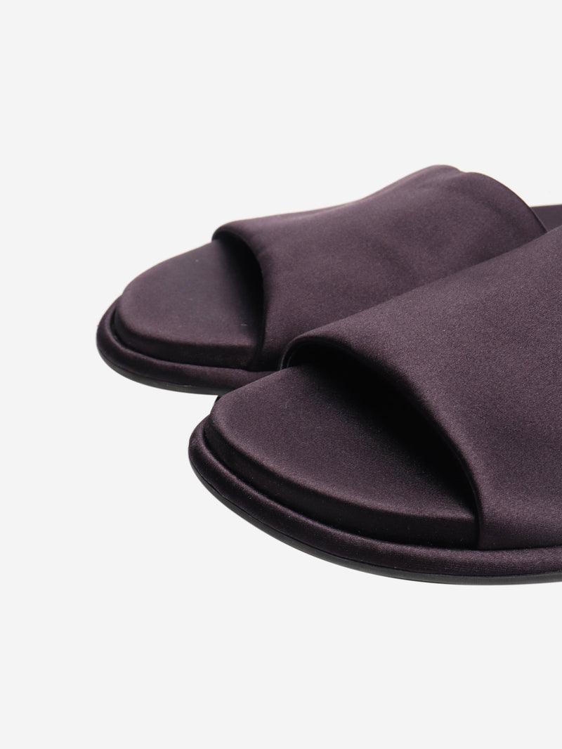 Navy Canal satin slides - size EU 40 Flat Sandals The Row 
