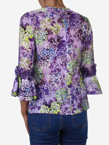 Andrew GN Purple floral print ruffled blouse - size FR 36