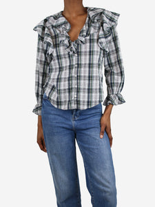 Veronica Beard Veronica Beard Multi checked ruffle shirt - size XS