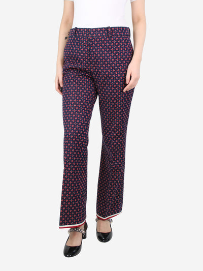 Navy blue patterned trousers - size UK 12 Trousers Gucci 