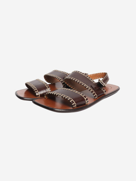 Brown leather flat sandals - size EU 39 alternate image