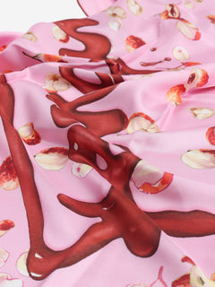 Pink lychee printed silk scarf Scarves Salvatore Ferragamo 
