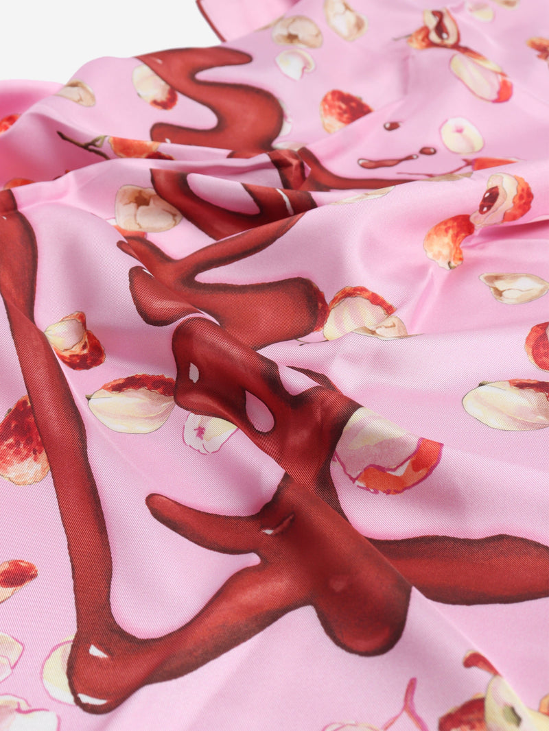 Pink lychee printed silk scarf Scarves Salvatore Ferragamo 
