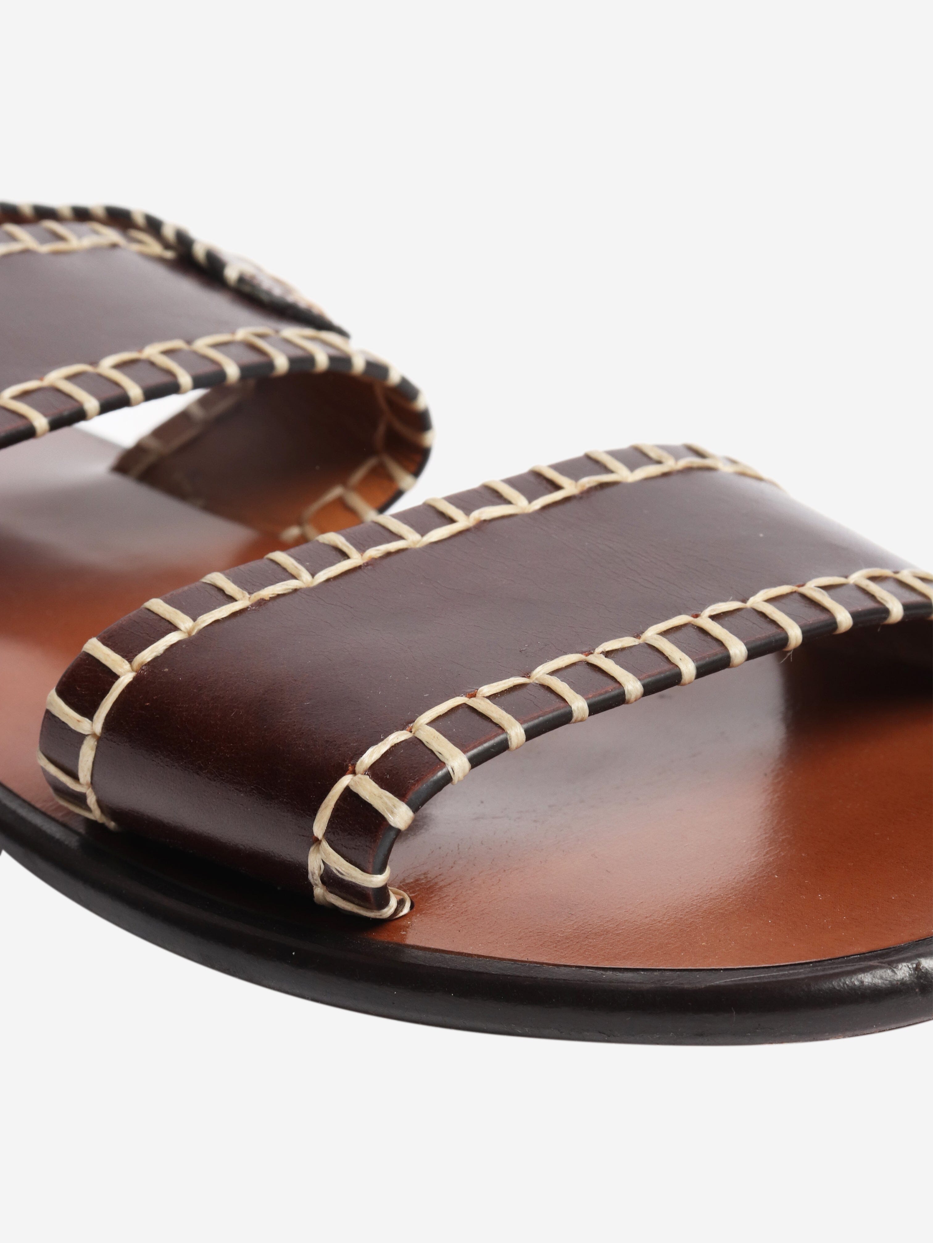 Brown leather flat sandals - size EU 39 Flat Sandals Chloe 
