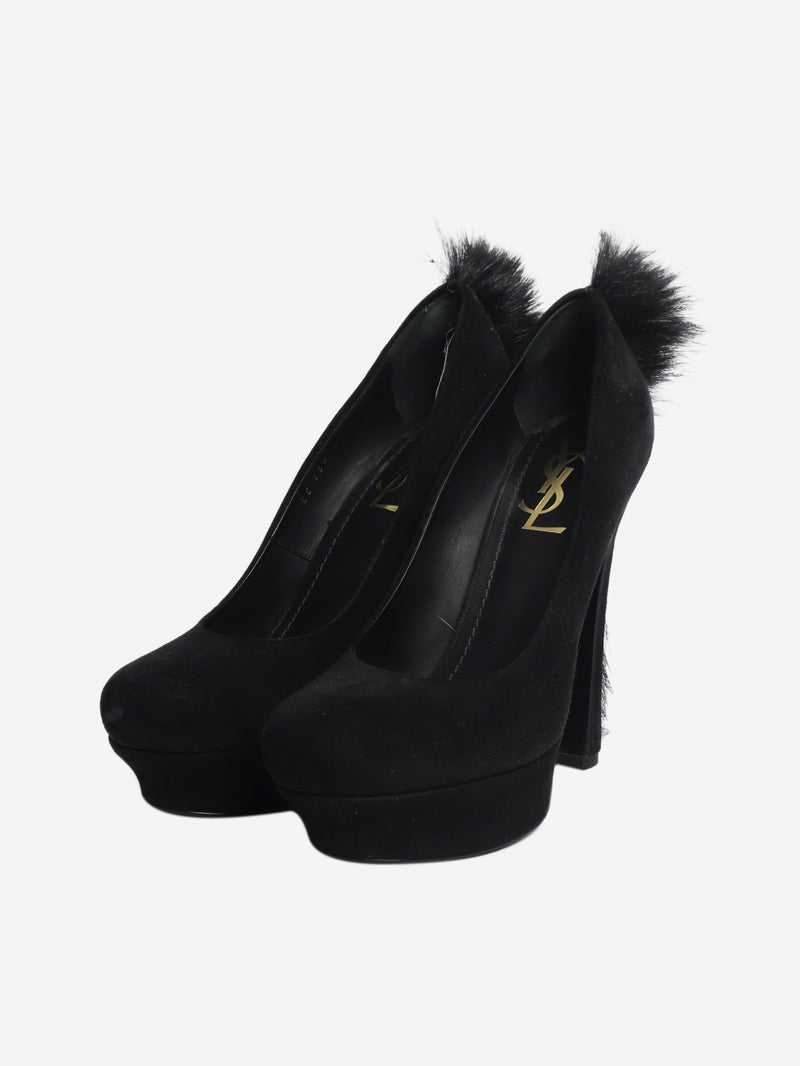 Black suede platform heels - size EU 38 (UK 5) Heels Saint Laurent 