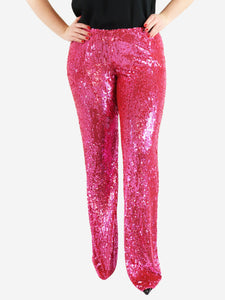 Parosh Pink sequin straight-leg trousers - size L