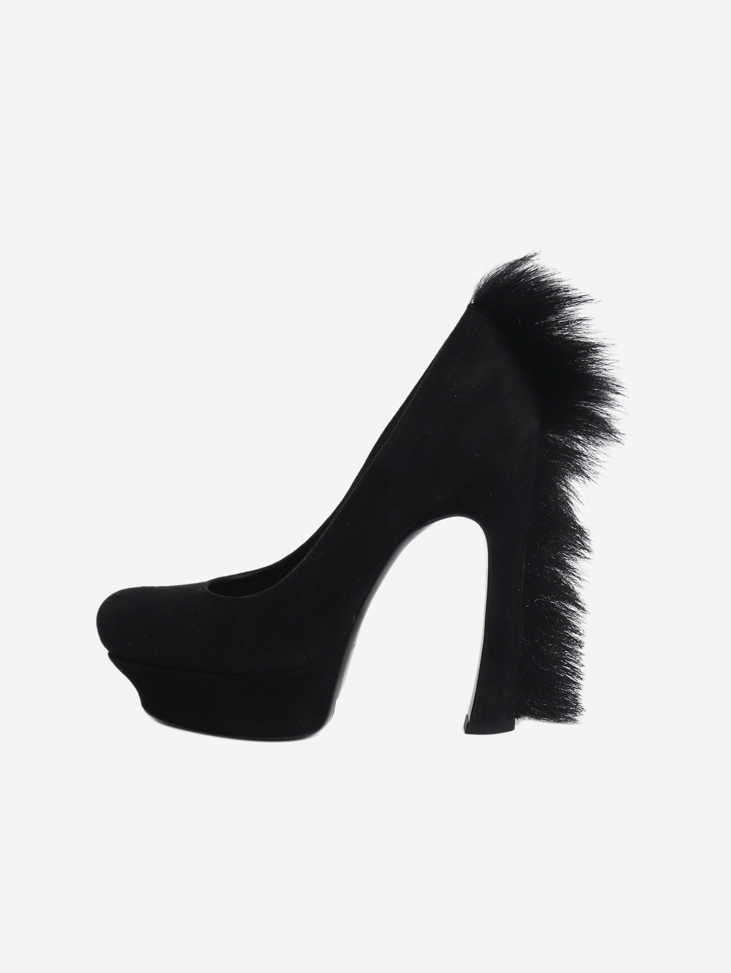 Black suede platform heels - size EU 38 (UK 5) Heels Saint Laurent 