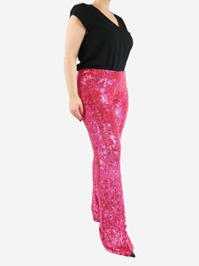 Parosh Pink sequin straight-leg trousers - size L