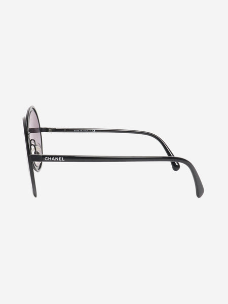 Black round-frame sunglasses alternate image