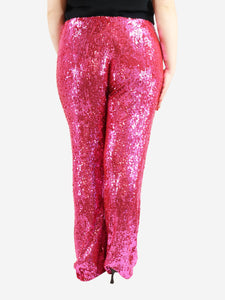 Parosh Pink sequin straight-leg trousers - size L