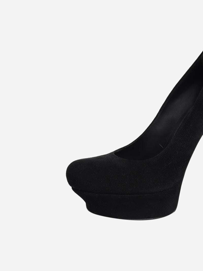 Black suede platform heels - size EU 38 (UK 5) Heels Saint Laurent 