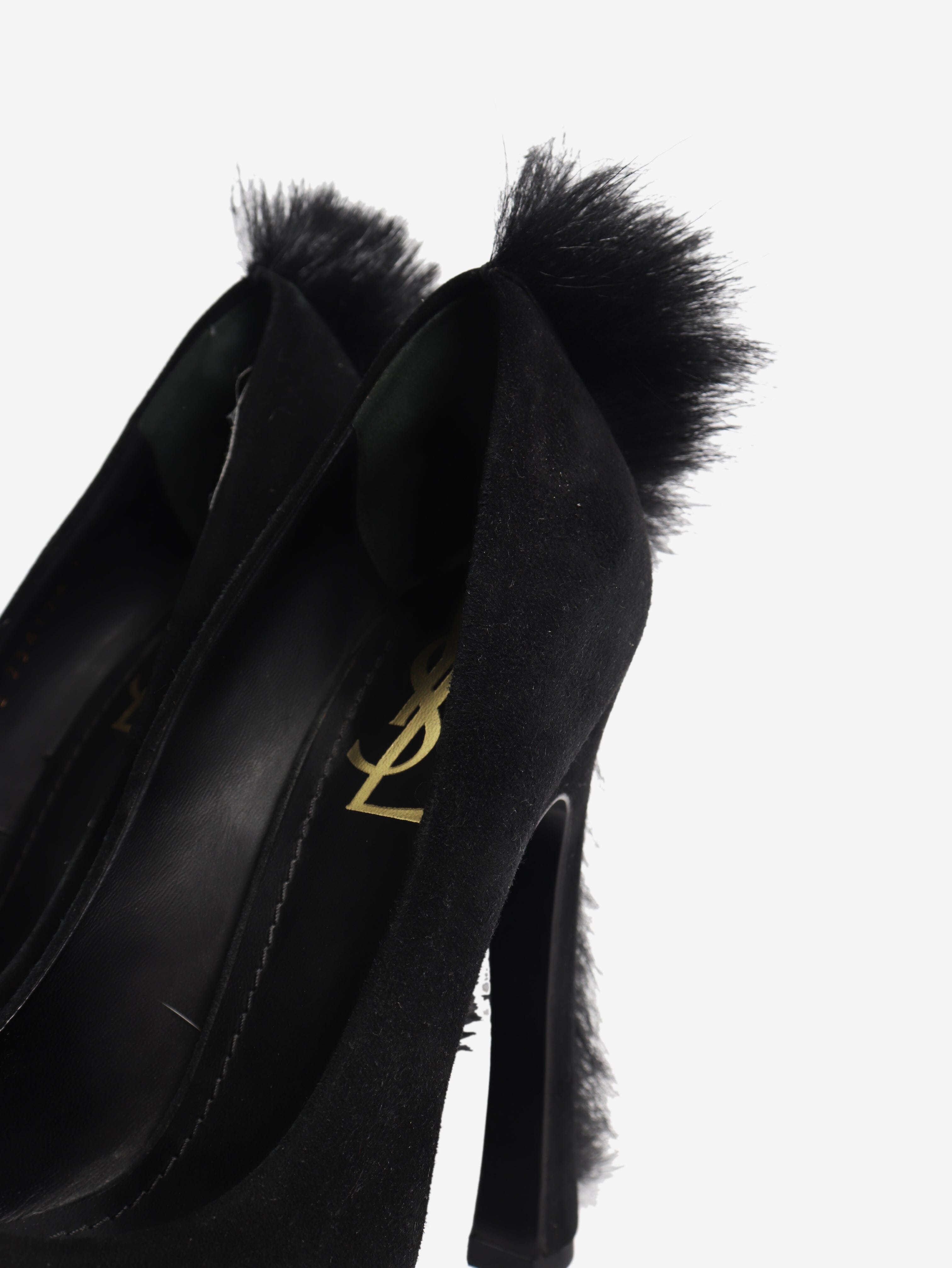 Black suede platform heels - size EU 38 (UK 5) Heels Saint Laurent 