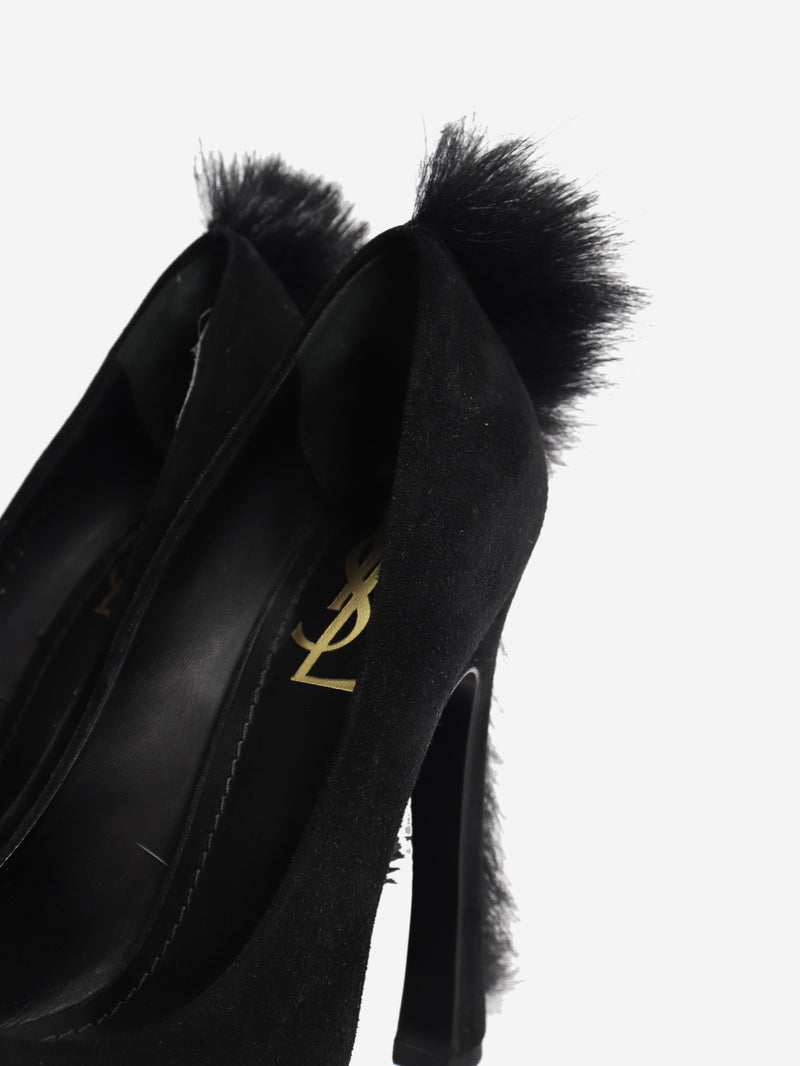 Black suede platform heels - size EU 38 (UK 5) Heels Saint Laurent 