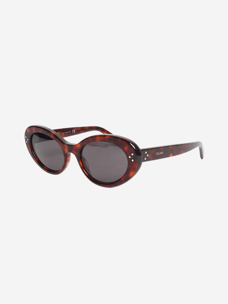 Brown tortoise shell oval sunglasses alternate image
