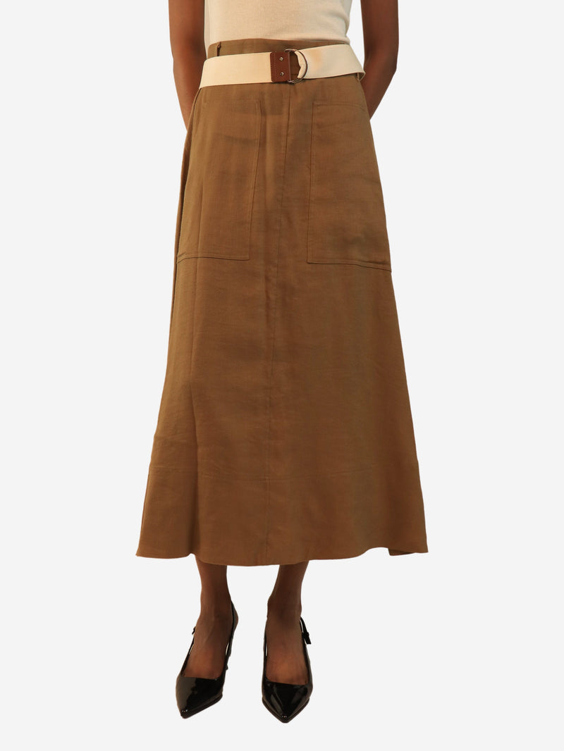 Tan linen-blend twill jacket and skirt set - size UK 4 Sets Tibi 