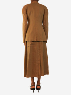 Tan linen-blend twill jacket and skirt set - size UK 4 Sets Tibi 